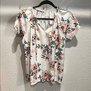 Floral White and Pink Women's Top